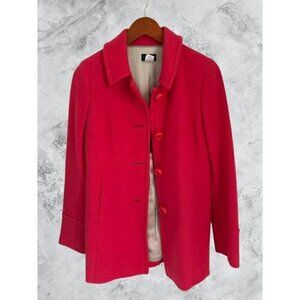 J.Crew 90% Wool Pea Coat Women's 4 Pink Ruffle Back Jacket
